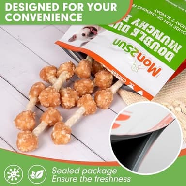 MON2SUN Dog Treats, 16oz Mini Rawhide Chews, Chicken Dumbbells with Rice for Small Dogs & Toy Breed, Crunchy and Healthy (2.5 Inch 30 Count - Image 6