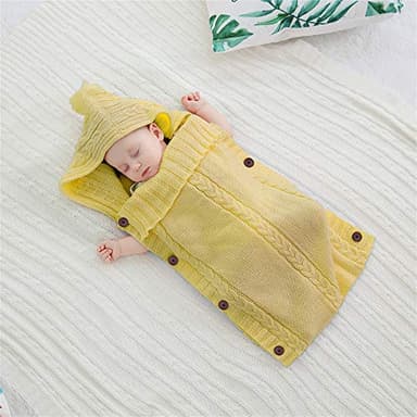 XMWEALTHY Newborn Baby Wrap Swaddle Blanket Knit Sleeping Bag Receiving Blankets Stroller Wrap for Baby (Turmeric) (0-6 Month) - Image 4