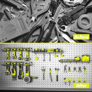 Amoowis Power Tool Organizer, Drill Holder Max 50lb load & Assembly-free by Heavy Duty Metal, 4 Slots 2 Shelves for Cordless Drill Organizer in Garage/Workshop/Pegboard/Shed Suitable for Father's Day - Image 6