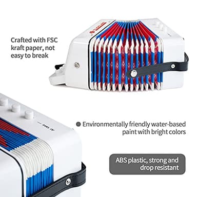 MUSICUBE Kids Accordion Instrument Toys 10 Keys Button Small Accordion for Boys & Girls Educational Musical Instrument Toys Christmas Gift Choice (WHITE) - Image 3