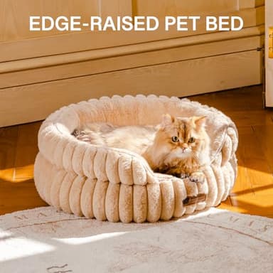 MEWOOFUN Dog Bed for Medium Dogs, Washable Large Cat Beds for Indoor Cats, Donut Pet Bed for Dogs and Cats with Anti-Slip Bottom (Camel, 27"x27"x10") - Image 6