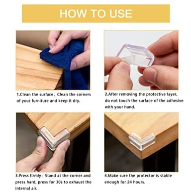 8 Pack Corner Protector for Baby, Clear Furniture Corner Guard & Edge Safety Bumpers for Table Edges & Sharp Corners - Baby Proofing (L Shape) - Image 2