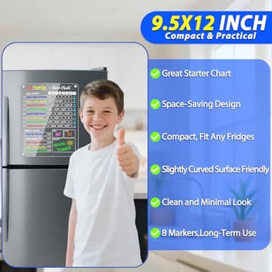 PigPotParty Acrylic Magnetic Chore Chart for Kids on Fridge – 2 Pack 9.5"x12" Weekly Dry Erase Chore Board with 8 Fine Tip Colorful Markers and 1 Towel – for Multiple Kids, Teens and Family - Image 7