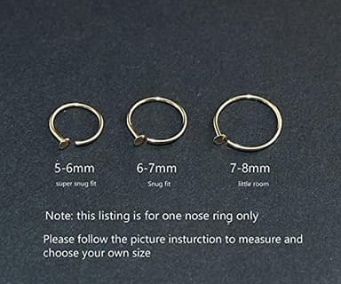 LUCKYJEWUS Small Thin Gold Nose Ring Hoop for Women, 14k Gold Filled or 925 Sterling Silver - 20G/22G/24G Adjustable Nose Piercing Jewelry (5mm–6mm, 6–7mm, 7–8mm - Image 6