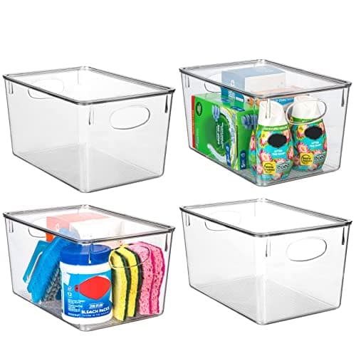 ClearSpace Plastic Storage Bins With lids, 4 Pack – Perfect Pantry Organization and Storage – Fridge Organizer, Pantry Storage Containers and Storage Bins, Cabinet Organizers - Image 1
