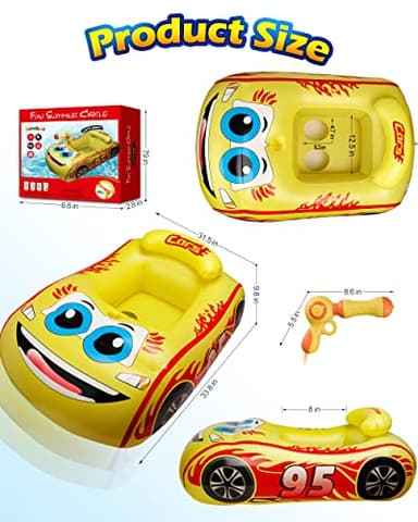HopeRock Kids Pool Float with Water Gun,Inflatable Ride-on Swimming Pool Toy for Boys Aged 3-8 Years, Toddlers Pool Float Perfect for Summer Fun-Pool Float Kids, Ride-on Swimming Pool Toys(Yellow) - Image 6