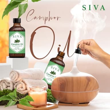 Siva Camphor Essential Oil - 4 Fl Oz – Natural Camphor Oil - for Diffuser, Face, Skin Care, Aromatherapy, Hair Care, Scalp and Body Massage - with Dropper - Image 6