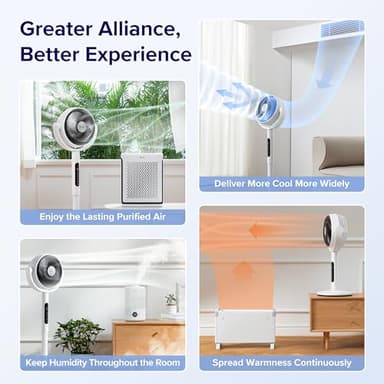 Levoit Standing Fan for Bedroom, CirculAir 120° Oscillating, Quiet 20dB, 9 Speeds, 4 Modes, DC Motor, 2 in 1 Pedestal & Tabletop, 82ft, Remote Control, Sensor, 9H Timer, 908CFM Ultra-High Airflow - Image 6