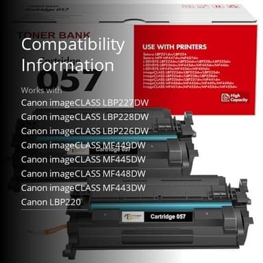 057 Toner Cartridge Black 2-Pack Compatible Replacement for Canon 057 057H CRG-057 MF445dw MF455dw Toner Cartridge for ImageCLASS MF445dw MF448dw LBP226dw LBP227dw LBP228dw MF449dw MF445 Printer Ink - Image 3