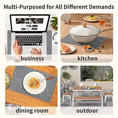 Maxpearl Faux Leather Placemats Set of 6 - Waterproof - Wipe Clean - Heat Resistant - Anti Slip Dining Table Place Mats, Suitable for Indoor & Outdoor Use, 17’’×12’’, Grey - Image 8