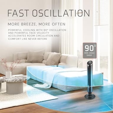 LASKO Apex Tower Fans Oscillating Quiet 42" - 29 ft/s Airflow, 28 dB, 90° Oscillation, 12H Timer, Air Filter for Hair & Dust, Remote, Black, Floor Fans for Home Bedroom, RST200 - Image 7