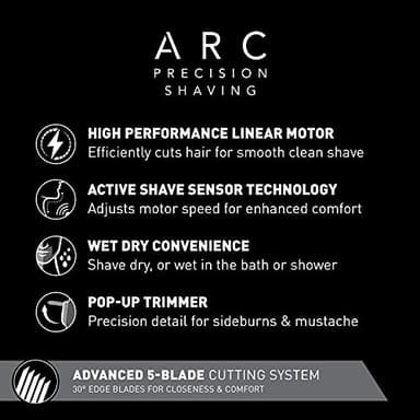 Panasonic ARC5 Electric Razor for Men with Pop-Up Trimmer, Wet/Dry 5-Blade Electric Shaver with Intelligent Shave Sensor and Multi-Flex Pivoting Head – ES-LV65-S (Silver) - Image 2