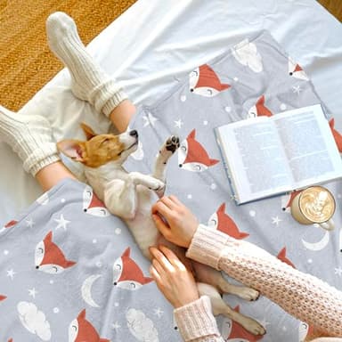 Xikowoxs Fox Blanket for Girls Boys - Cute Pattern Throw for Kids, Warm Themed Bedding, Gifts for Fox Lovers, Soft Plush Flannel Fleece for Couch Baby 50"x40" - Image 3
