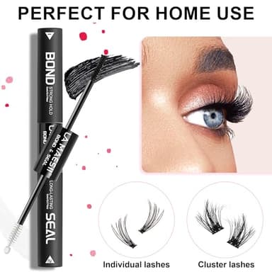 LA MAESII Lash Cluster Glue,Lash Bond and Seal Waterproof,Bond & Seal Lash Glue for Eyelash Cluster,Black Long-Lasting 72H Latex Free(10ml) - Image 6