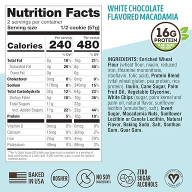 Lenny & Larry's The Complete Cookie, White Chocolate Flavored Macadamia, Soft Baked, 16g Plant Protein, Vegan, Non-GMO, 4 Ounce Cookie (Pack of 12) - Image 4