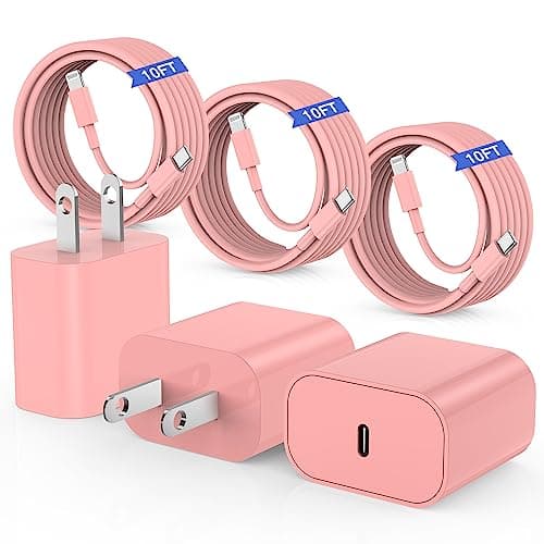QZVOO iPhone 14 13 12 Charger Fast Charging with Cable 10 ft, Apple Fast Charger Cord with 20W Charger Block, USB C to Lightning Cable for iPhone 14 Pro Max /13/12/11/XS/SE/iPad/AirPods-Pink ZYH-J15 - Image 1