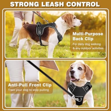 WINSEE Dog/Pet Harnesses No Pull with Dog Collar, Adjustable Reflective Oxford Outdoor Vest, Front/Back Leash Clips for Small, Medium, Large, Extra Large Dogs, Easy Control Handle for Walking - Image 6