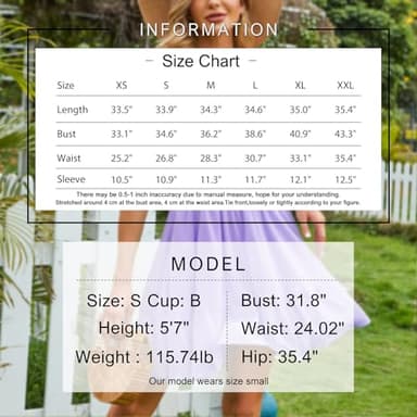 EXLURA Women's 2024 Summer Short Puff Sleeve Casual Short Mini Dress Tie Back Square Neck A-Line Sundress Lilac Purple - Image 6