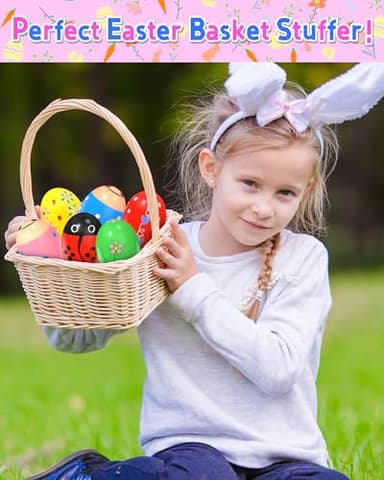 6 Pack Wooden Percussion Musical Shaker, Toddlers Stocking Stuffers, Baby Christmas Stocking Easter Basket Stuffers Egg Fillers Easter Gifts Montessori Toys for Kids Boys Girls - Image 2