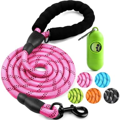 COOYOO Dog Leash 6 FT Heavy Duty - Comfortable Padded Handle - 1/2 inch Reflective Dog Leash for Medium Large Dogs with Poo Bag Dispenser - Image 1