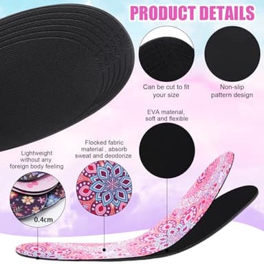Velmitten 6 Pairs No Show Socks Sockless Shoe Liner Washable Barefoot Shoe Insoles No Slipping Inserts for Women Man (Vibrant Style) - Image 4