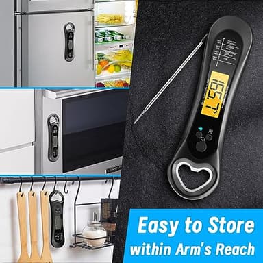 Meat Thermometer Digital, Instant Read Meat Thermometer for Grill and Cooking, with Bottle Opener, Backlight & Calibration Food Thermometer, Kitchen Gadgets for BBQ, Turkey, Candy, Liquids - Image 7