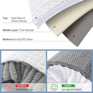 Smiry Luxury Chenille Toilet Rugs U-Shaped 24x20, Soft Absorbent Non-Slip Contour Bathroom Rugs for Toilet, Machine Washable Contoured Bath Mats, White - Image 5
