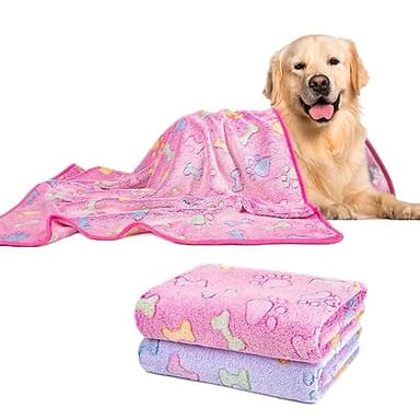Dono 1 Pack 2 Dog Blankets, Soft Fluffy Fleece Pet Blanket Warm Sleep Mat Paw Print Design Puppy Kitten Throw Blankets Doggy Blanket for Dogs - Image 1