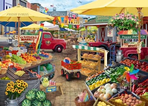 Wonder Forge Farmer's Market Day 1000 Piece Jigsaw Puzzle for Adults | Unique, Perfectly-Fitting Pieces | Fun, Vibrant Imagery | Amazon Exclusive - Image 1