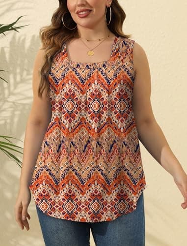 Tank Top for Women Flowy Sleeveless Blouses Dessy Beach Vacation Travel Essentials Plus Size Bohemian Clothes 2XL - Image 5