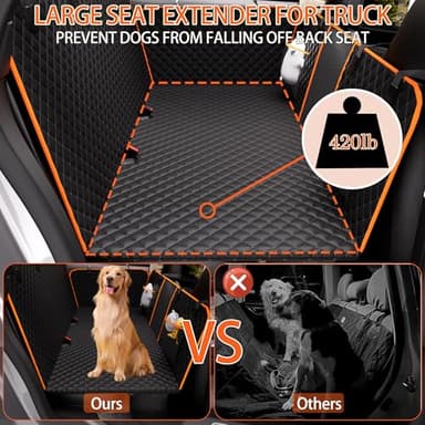 Chilino Back Seat Extender for Dogs - Large Space, Waterproof Dog Car Seat Cover for Back Seat with Hard Bottom Holds 420lbs, Upgraded Material Waterproof Pet Car Bed Dog Hammock for Car, SUV,Truck - Image 3