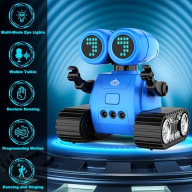 Hamourd Robot Toys for Boys Girls, Emo Robot with Walkie-Talkie Function, Gesture Sensing, Flexible Head & Arms, Programming Motion, Dance Moves, Music, Multi-Mode LED Eye, Toys for Ages - Image 2