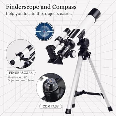 Astronomical Telescope for Kids & Beginners, 40mm Waterproof Magnification High-Definition Monocular Telescope with Tripod for Moon Watching Birds Beach Travel Science Gifts - Image 2