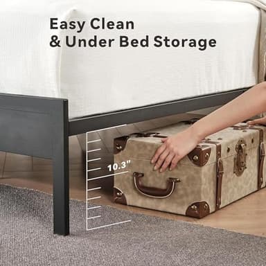 Z-hom Upholstered King Size Bed Frame, Upgraded King Bed Frame with LED Lights Headboard & Footboard, King Platform Bed Frames Bedroom Furniture with Charging Station & Storage Shelves, Noise Free - Image 4