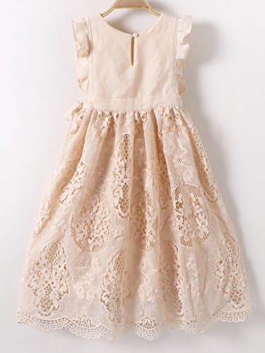 Bow Dream Flower Girl's Dress Vintage Lace Peach 10 - Image 3