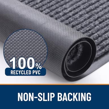 OLANLY Front Door Mat Indoor Outdoor Entrance, Waterproof Heavy Duty Doormat, Fade Resistant, Low Profile, Easy Clean Patio Porch Welcome Floor Mats for Entry, 29.5x17, Grey - Image 3