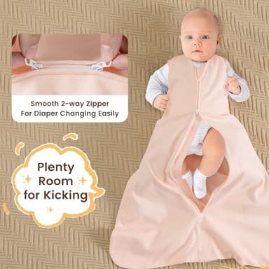 PHF Soft Baby Sleep Sack 12-18 Months 100% Organic Cotton Wearable Blanket, 2-Way Zipper 0.5 TOG Toddler Sleeping Sack 3 Pack, Comfy Sleep Bag for Baby Boys Girls, Ice Cream (Large) - Image 5