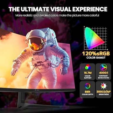 CRUA 34 Inch Curved Gaming Monitor, 21:9 WQHD 3440x1440 165Hz/144Hz 1500R Ultrawide Computer Monitor Support Freesync, PIP/PBP, 120% sRGB, HDMI 2.0 & DP 1.4, Wall Mountable/Tilt Adjustable-Black - Image 4
