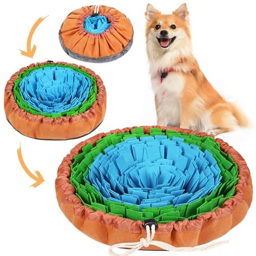 Vivifying Snuffle Mat for Dogs, Adjustable Treats Feeding Mat for Slow Eating and Keep Busy, Interactive Dog Puzzle Toys Encourages Natural Foraging Skills and Smell Training (Blue Green) - Image 1