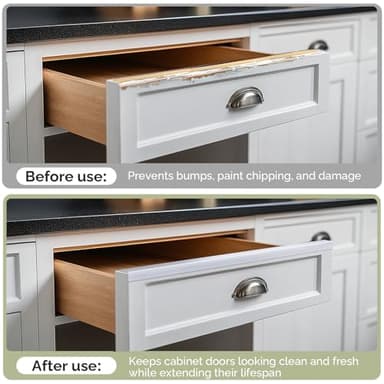 Snugly Fit 18" Length Cabinet Door Protector, Flexible Slip-On Plastic Edge Guard, Thin Transparent Edge Protectors to Prevent Wear, Chipping, Discoloration, Cabinet Bumpers, 3/4" Thick, 10 PCS - Image 4