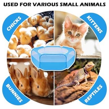 UWE Small Animal Playpen, Chicken Brooder Box with Cover Top, Portable Outdoor Exercise Pet Cage Tent, Waterproof Breathable Pet playpen Indoor for Chick Ktiien Bunny Hamster Guinea Pig, Blue - Image 7