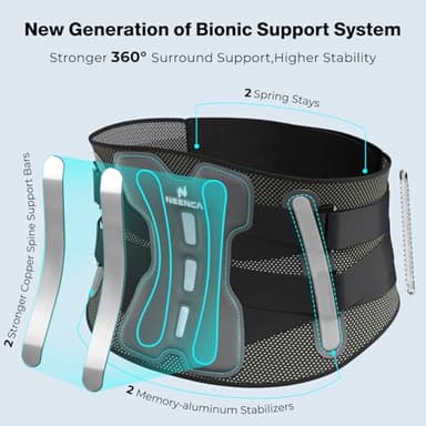 NEENCA Back Brace for Lower Back Pain Relief with Bionic Support System, Adjustable Lumbar Support Belt for Men & Women with Lumbar Pad, Soft Breathable Mesh for Herniated Disc, Sciatica, Scoliosis... - Image 3