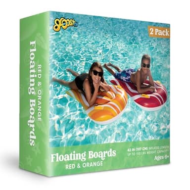 SLOOSH 2 Pack Inflatable Body Boards for Water Slides, Surfing Board Pool Floats, Swimming Pool Floating Boards Learn to Swim, Summer Water Fun Toy for Kids and Toddlers (Red and Orange) - Image 7