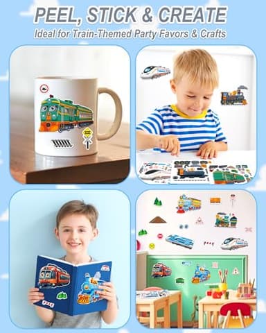 Aowplc Train Stickers for Kids – 32 Sheets Make-a-Train Mix & Match Kit – Fun Party Favors & Activities - Image 7