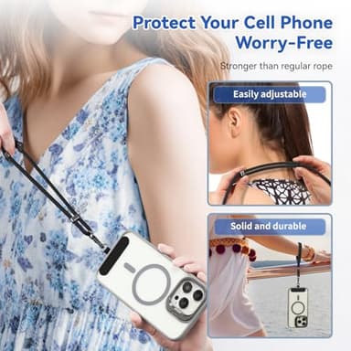 VVAAGG Cell Phone Lanyard for iPhone: Crossbody Phone Strap Adjustable Neck Wrist Strap Anti Theft Long Lanyard Travel Essential for Women Most iPhone and Android Smartphones - Image 5