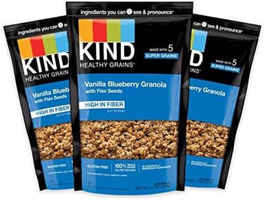 KIND Healthy Grains, Vanilla Blueberry Granola with Flax Seeds, Healthy Snacks, Gluten Free, 100% Whole Grains, 5g Protein, 11oz, 3 Count - Image 3
