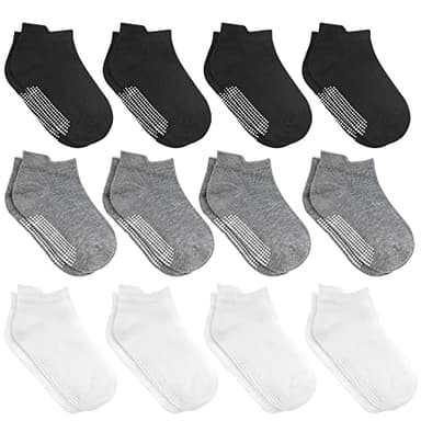 Debra Weitzner 12 Pairs Non-Slip Toddler Socks With Grips for Baby Boys and Girls - Anti-Slip Ankle Socks for Infant's and Kids - Image 1