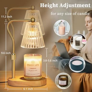 seenlast Candle Warmer Lamp with Timer Dimmer Adjustable Height for New Home Bedroom,Mothers Day Gifts,Vintage Home Decor for Scented Jar - Image 3