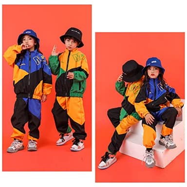 LOLANTA Boys' Girls' Color Block Jacket Track Pants Sets Dance Outfits Sportswear Unisex (6-7 Blue) - Image 5