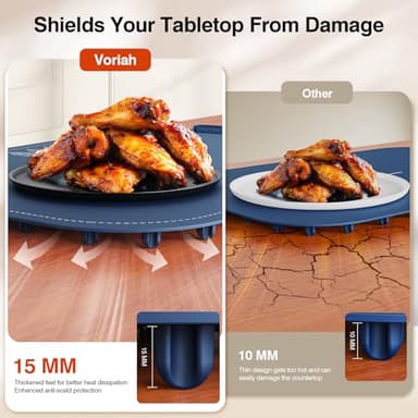 Warming Mat for Food, Voriah Electric Warming Tray with 99H Timer & 8 Temperature Settings, Foldable Food Warmer with °C/°F Switch, Keeps Food Warm at Buffets, Sabbath, Family Gatherings(Dark Blue) - Image 4
